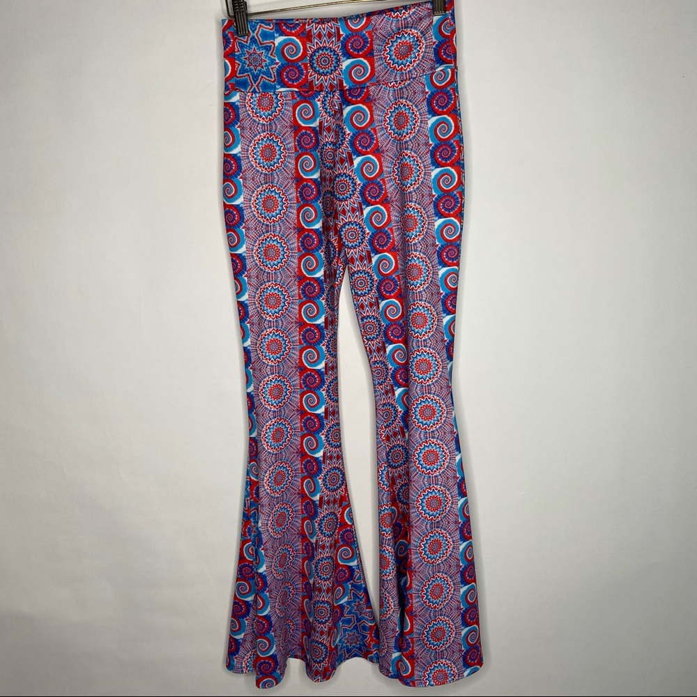 Warrior Within Designs Jammin Dyes Red White & Blue Bell Bottom Mandala Pants
